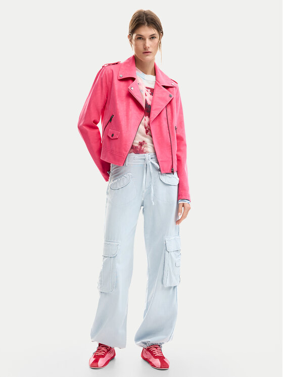 Desigual Desigual Яке от имитация на кожа Lolly 26SWEW06 Розов Regular Fit