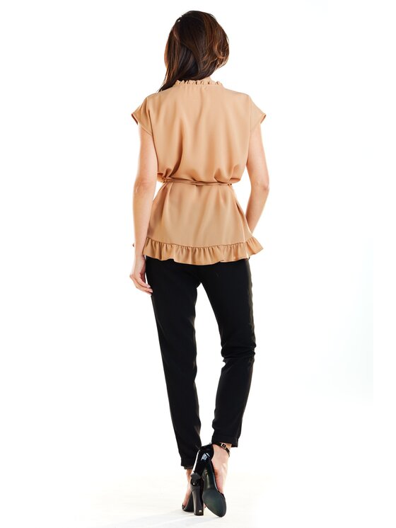 Awama Awama Bluzka A269 Brązowy Basic Fit