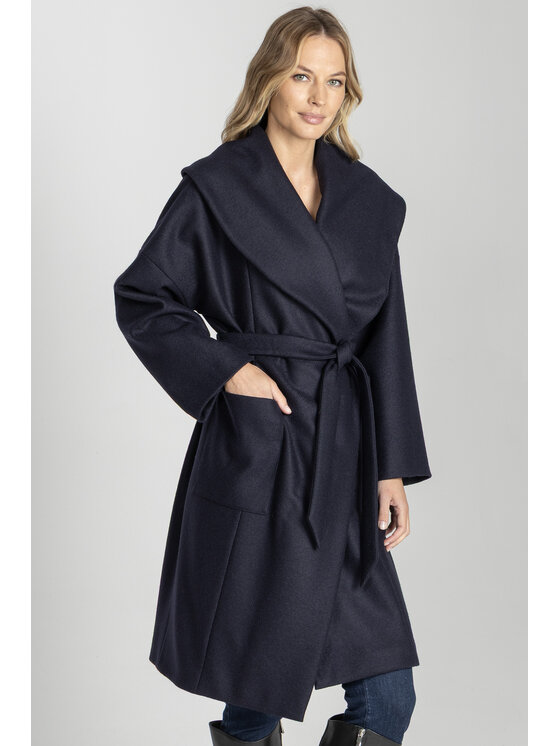 Deni Cler Milano Deni Cler Milano Płaszcz W-DC-8070-E5-F6-58-1 Granatowy Regular Fit
