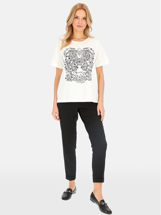 Perso Perso T-Shirt TCE240246F Écru Regular Fit
