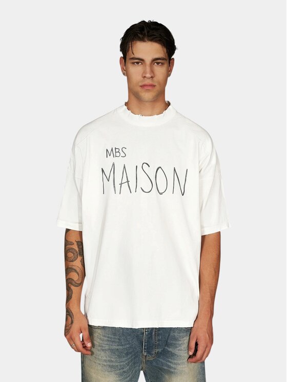 MADE BY SOCIETY MADE BY SOCIETY T-Shirt Absolute Dark - T17794 Biały Basic Fit