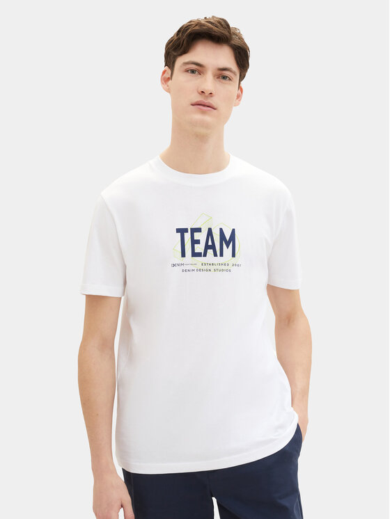Tom Tailor Denim Tom Tailor Denim Marškinėliai 1040838 Balta Regular Fit