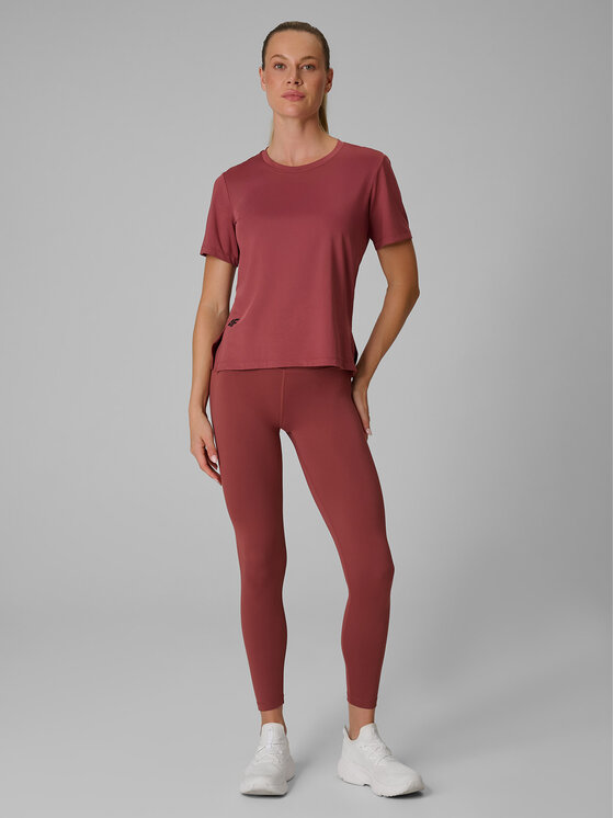 4F 4F Koszulka techniczna BASIC+ Brązowy jasny Loose Fit