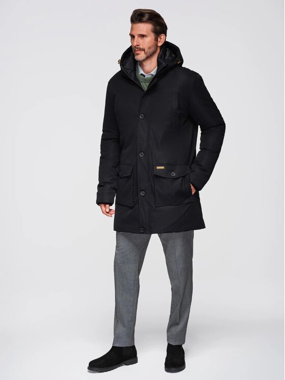 Ombre Ombre Parka OM-JAPJ-0287 Czarny Regular Fit
