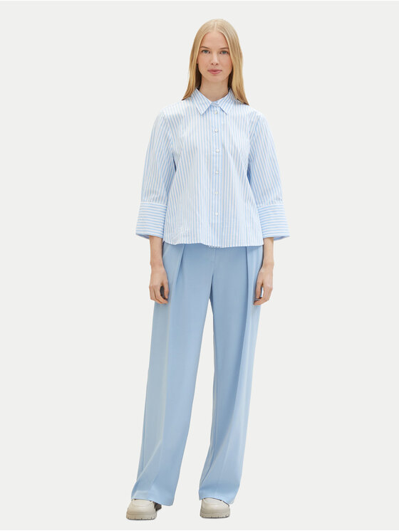 Tom Tailor Tom Tailor Spodnie materiałowe 1040686 Błękitny Wide Leg