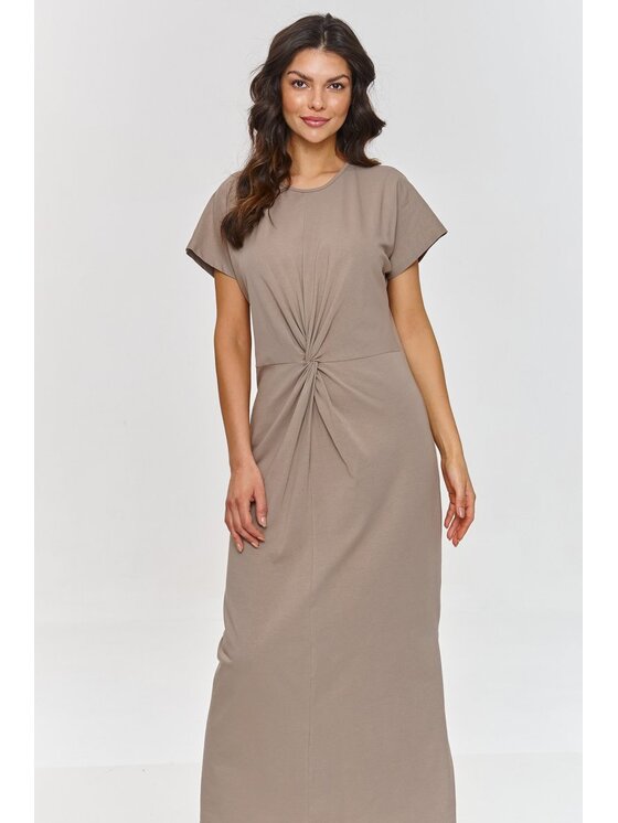 Makadamia Makadamia Sukienka dzianinowa m878 Brązowy Loose Fit