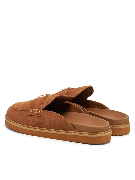 Tommy Hilfiger Tommy Hilfiger Natikače Suede Closed Toe Mule FW0FW08583 Smeđa