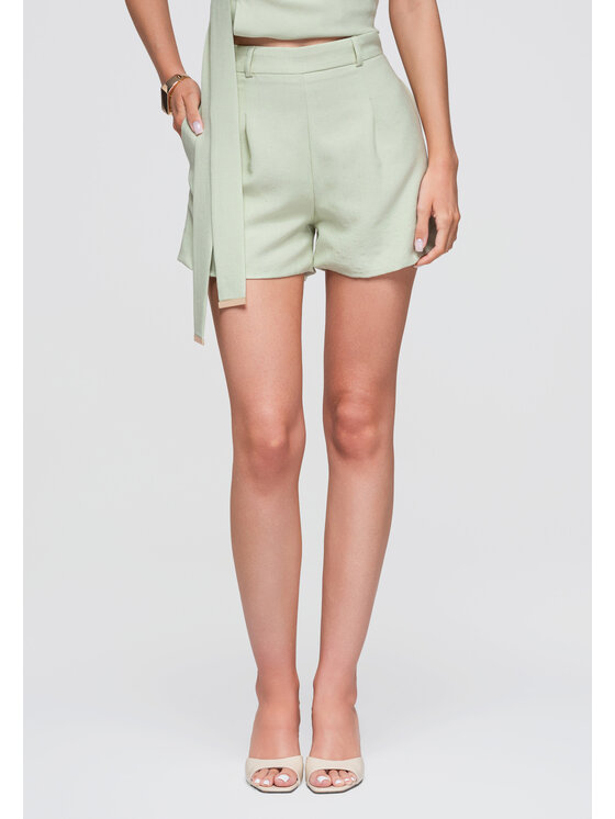 Ombre Ombre Szorty materiałowe OW-ST-E0023 Zielony Regular Fit