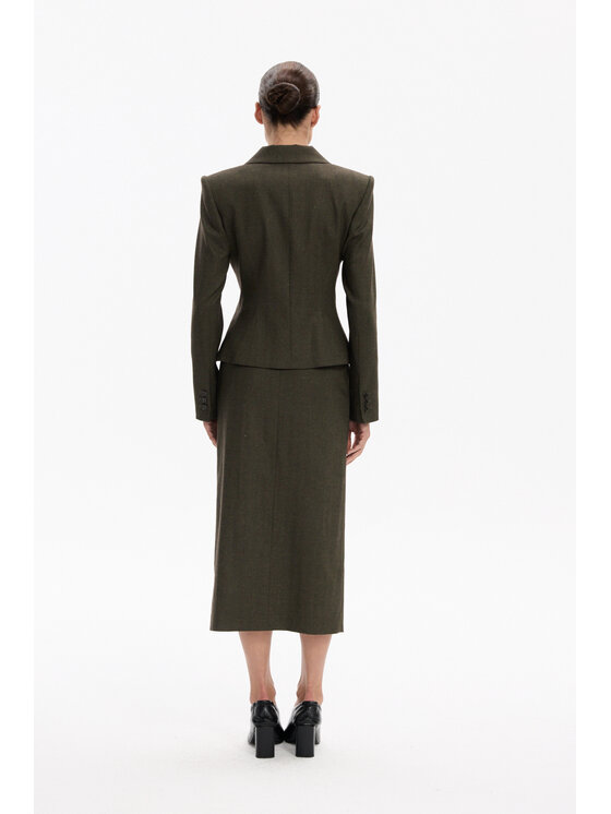 Deni Cler Milano Deni Cler Milano Spódnica ołówkowa W-DC-7055-F5-D4-49-1 Khaki Regular Fit