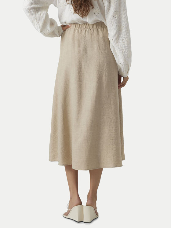 Vero Moda Vero Moda Midi szoknya Melaney 10304134 Bézs Regular Fit