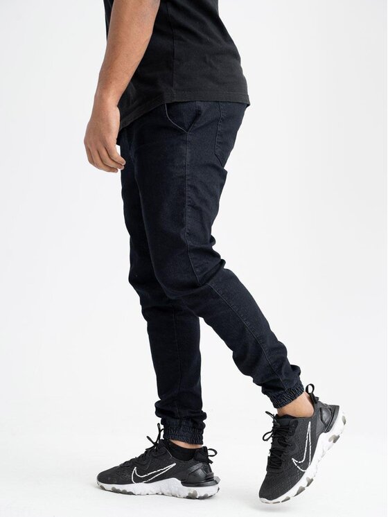 Jigga Wear Jigga Wear Jeansy Spodnie Jeansowe Jogger Męskie Ciemne Granatowe Jigga Wear Promo Crown XL Granatowy Regular Fit