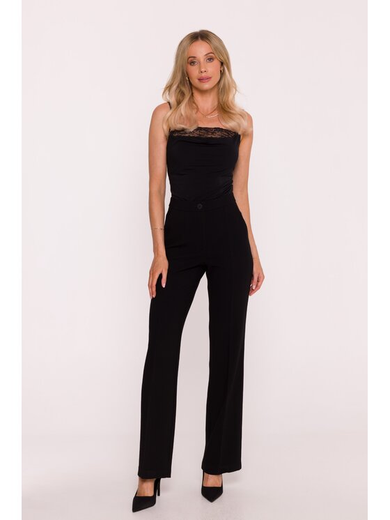 Stylove Stylove Spodnie garniturowe S418 Czarny Wide Leg