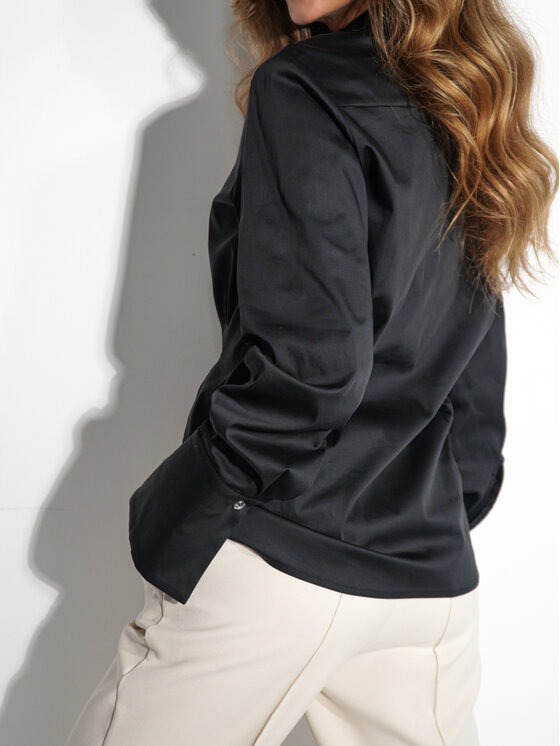 LilaLou LilaLou Koszula Slim Czarny Slim Fit