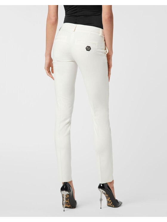 PHILIPP PLEIN PHILIPP PLEIN Spodnie materiałowe 26481 Biały Regular Fit