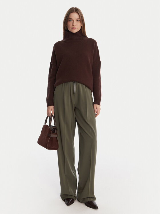 Marella Marella Kalhoty z materiálu Vanto 2523136065 Zelená Regular Fit