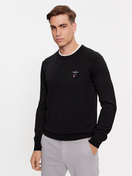 Aeronautica Militare Pulover 232MA1388L415 Negru Regular Fit