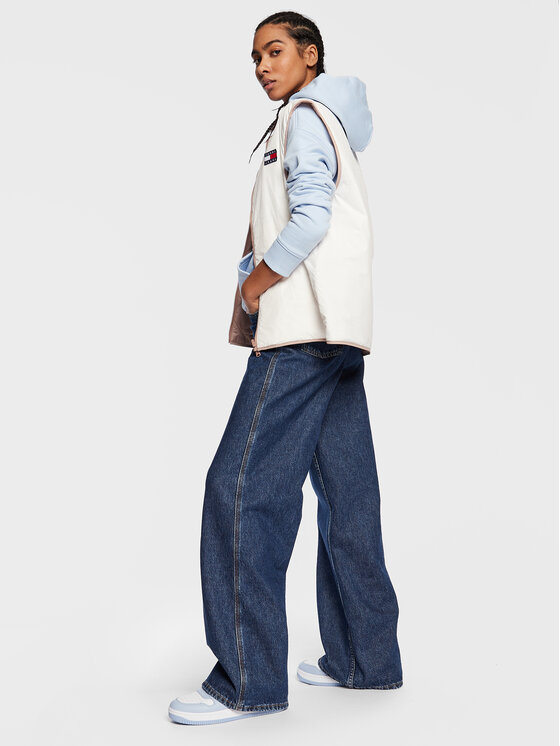 Tommy Jeans Tommy Jeans Vestă Reversible DW0DW14934 Écru Relaxed Fit