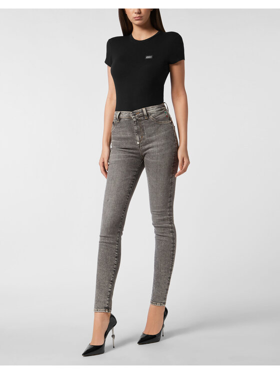 PHILIPP PLEIN PHILIPP PLEIN Jegginsy 27207 Szary Jegging Fit