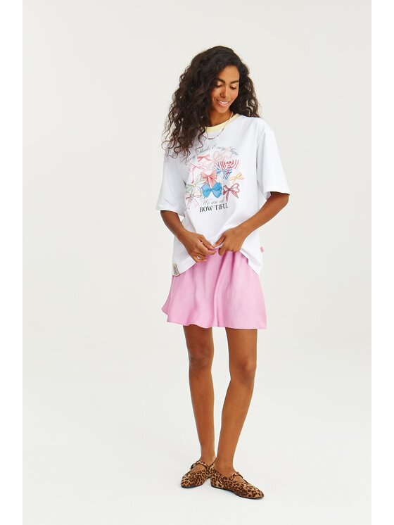 NAOKO NAOKO T-Shirt Bow-Tiful Biały Regular Fit