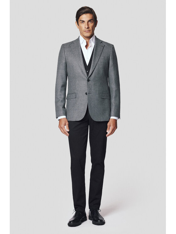 Lancerto Lancerto Marynarka Mesa MA073224000007 Szary Slim Fit
