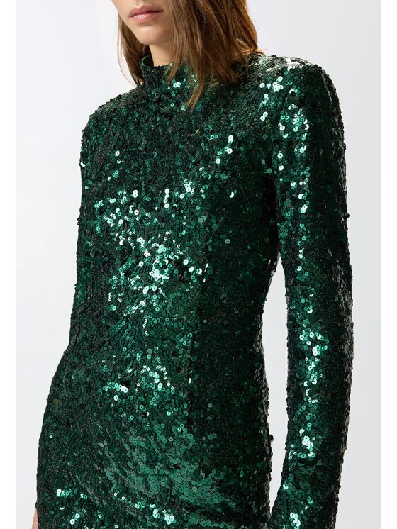 PINKO PINKO Φόρεμα βραδινό Nascondino abito paillettes Πράσινο Slim Leg