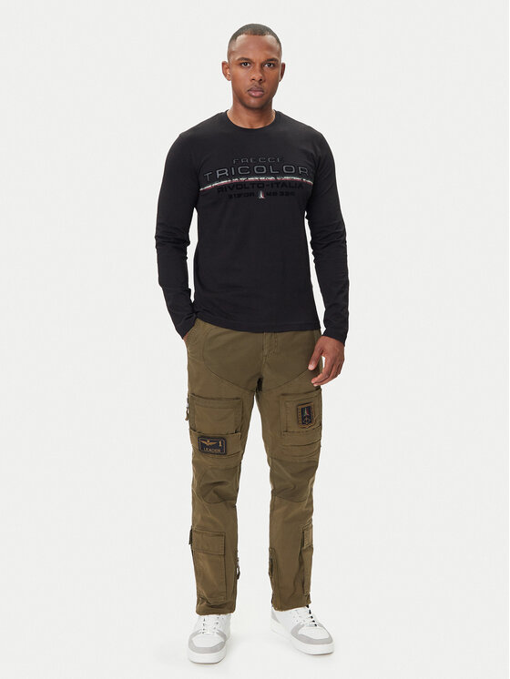 Aeronautica Militare Aeronautica Militare Majica dugih rukava 252TS2474UJ00641 Crna Regular Fit