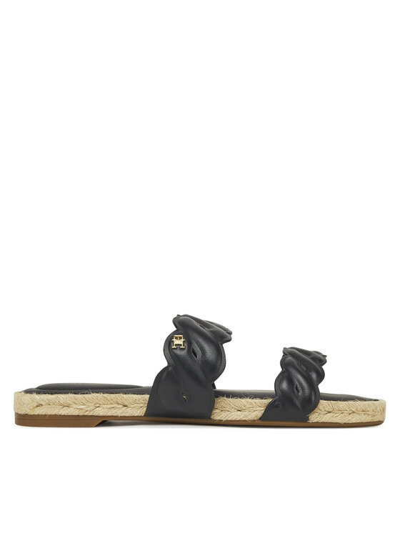 Tommy Hilfiger Espadrilky Leather Rope Espadrille Mule FW0FW08503 Čierna