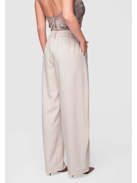 Ombre Ombre Spodnie materiałowe OW-PA-E0003 Beżowy Loose Fit