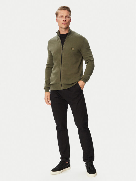 BOSS BOSS Strickjacke Kanozip 50543692 Khakifarben Regular Fit