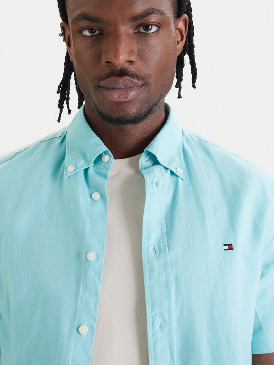 Tommy Hilfiger Tommy Hilfiger Πουκάμισο MW0MW42450 Τυρκουάζ Regular Fit