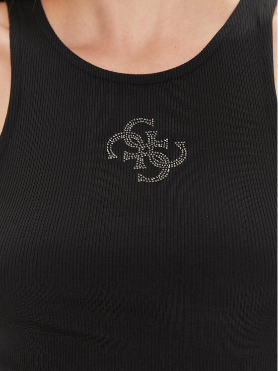 Guess Guess Τοπ W4RP43 KAZH2 Μαύρο Slim Fit