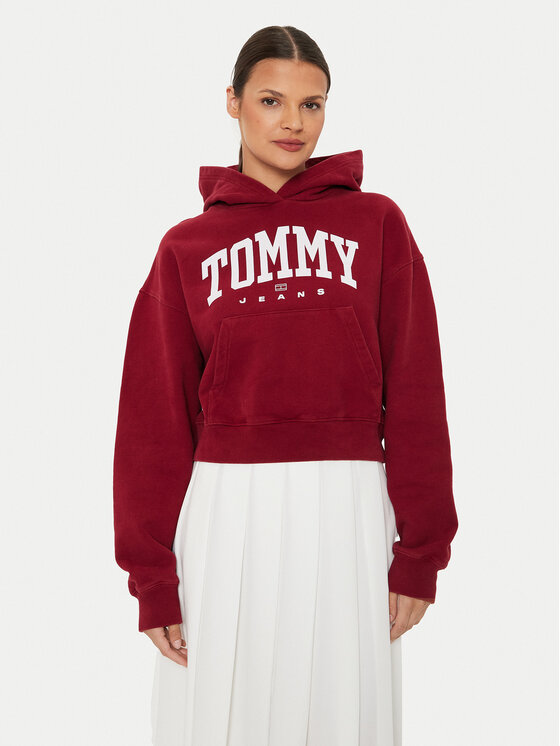 Tommy Jeans Mikina Varsity DW0DW19291 Červená Relaxed Fit
