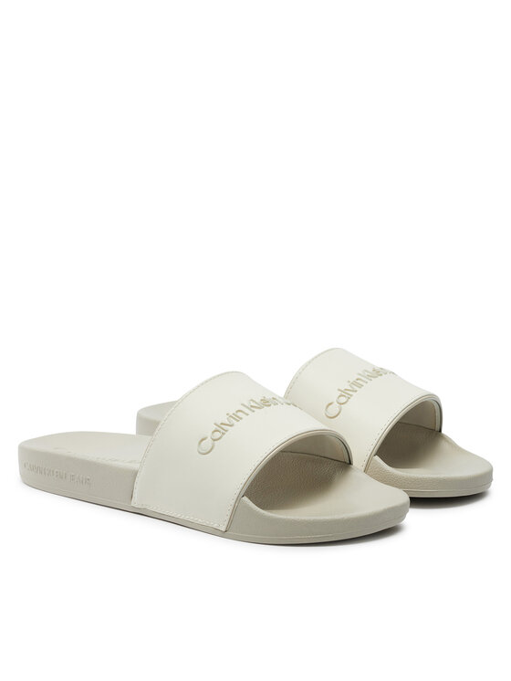 Calvin Klein Jeans Calvin Klein Jeans Παντόφλες Slide Instituitional Mtr YW0YW01508 Εκρού