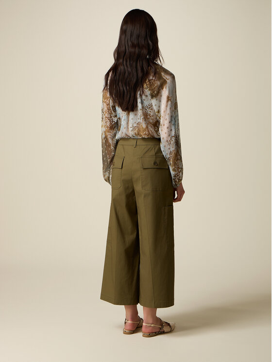Oltre Oltre Pantaloni di tessuto P744R008878N035 Verde Baggy Fit