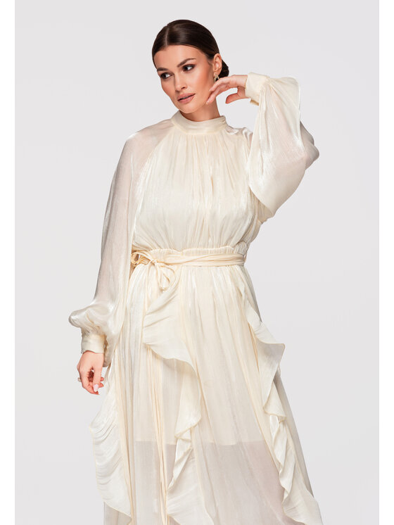 Ombre Ombre Sukienka wieczorowa LA-OM-DLR301 Kremowy Loose Fit