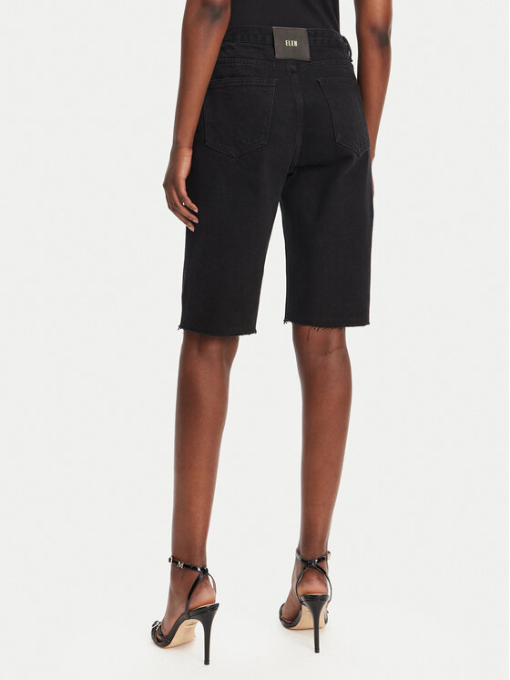 Eleh Eleh Pantaloni scurți de blugi EL027 Negru Regular Fit