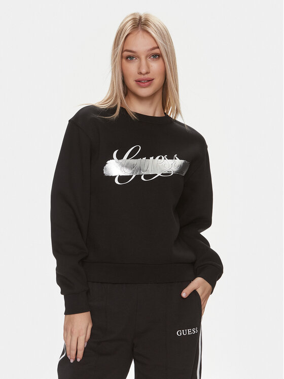 Guess Guess Μπλούζα W4RQ15 K9Z21 Μαύρο Regular Fit