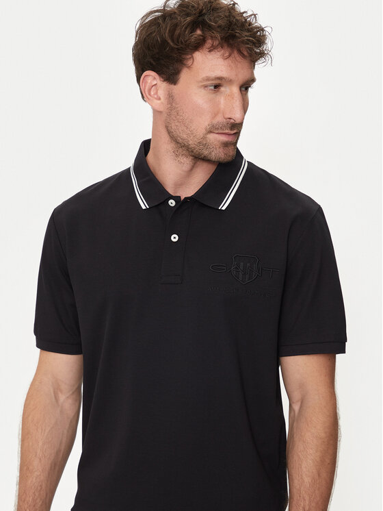 Gant Gant Polo Contrast 2013039 Crna Regular Fit