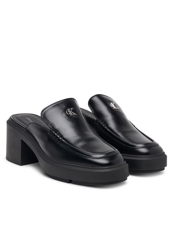 Calvin Klein Calvin Klein Şlapi Block Heel Mule Lth Hdw HW0HW03175 Negru