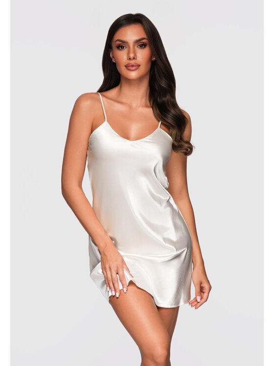 Ombre Ombre Koszula nocna LW-NWNG-0118 Écru Regular Fit