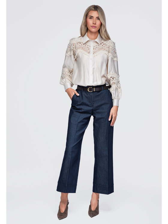 Ombre Ombre Koszula OW-SH-E0075 Beżowy Relaxed Fit
