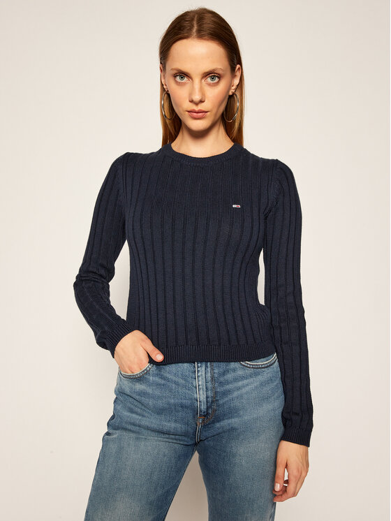 Tommy Jeans Maglione Rib DW0DW09082 Blu scuro Regular Fit • Modivo.it