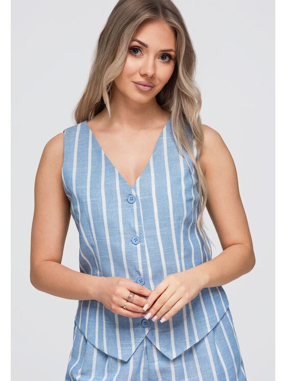 Ombre Ombre Kamizelka OW-VE-E0008 Niebieski Slim Fit