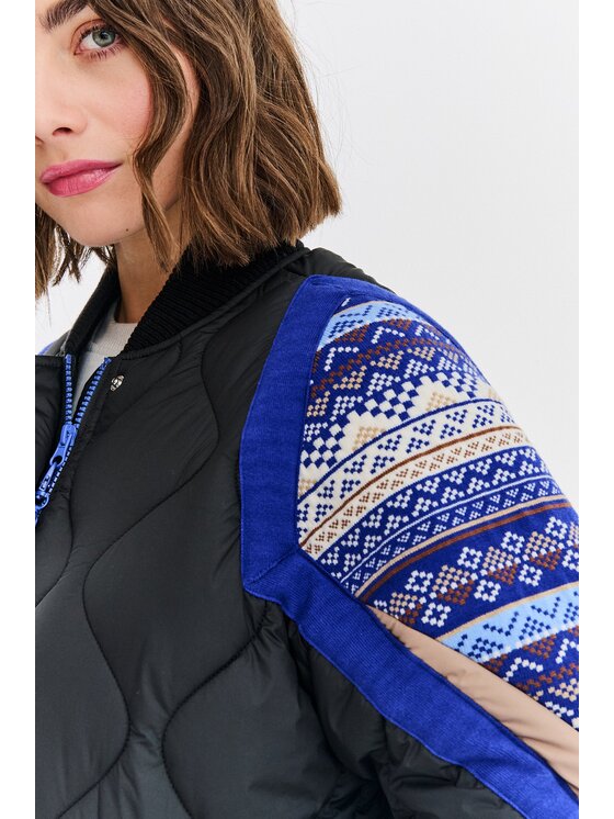 NAOKO NAOKO Kurtka bomber Retro Beat Czarny Regular Fit