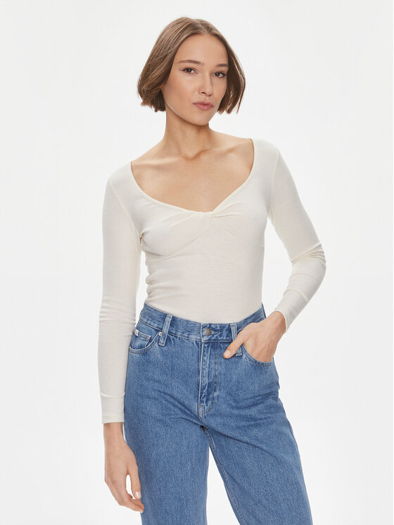 Pepe Jeans Blúzka Huala PL505755 Biela Slim Fit