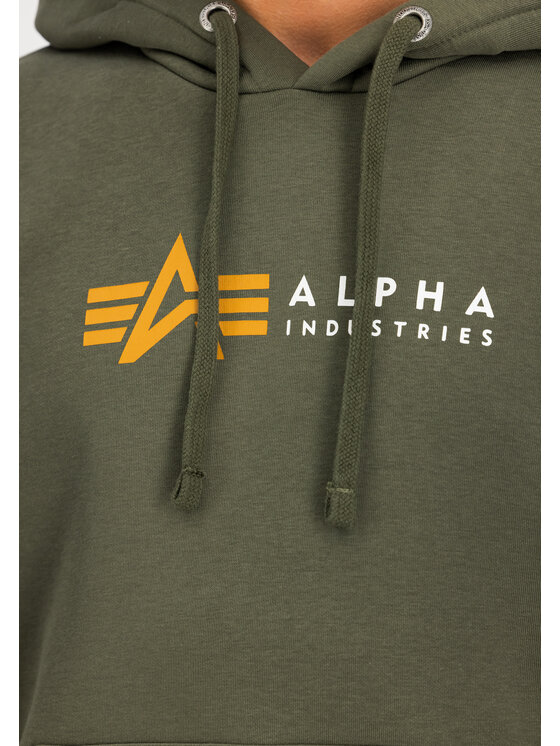Alpha Industries Alpha Industries Bluza Alpha Label Hoodie Zielony Regular Fit