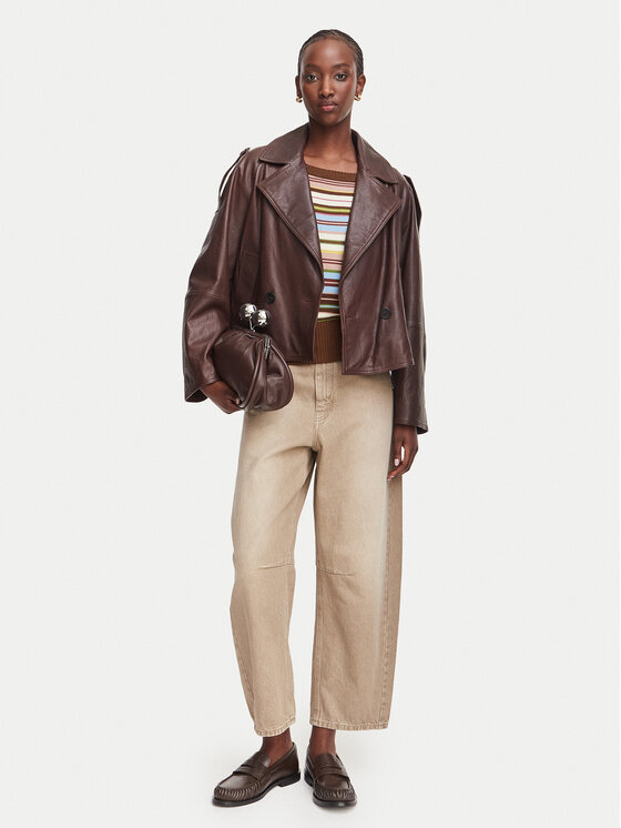 Weekend Max Mara Weekend Max Mara Kožená bunda Felino 2625446051 Tmavo hnedá Regular Fit