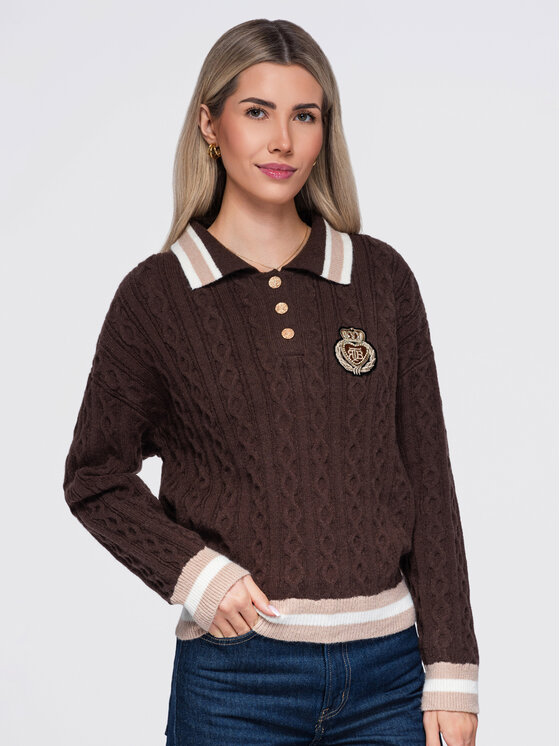 Ombre Ombre Svetr OW-SW-E0024 Hnědá Regular Fit