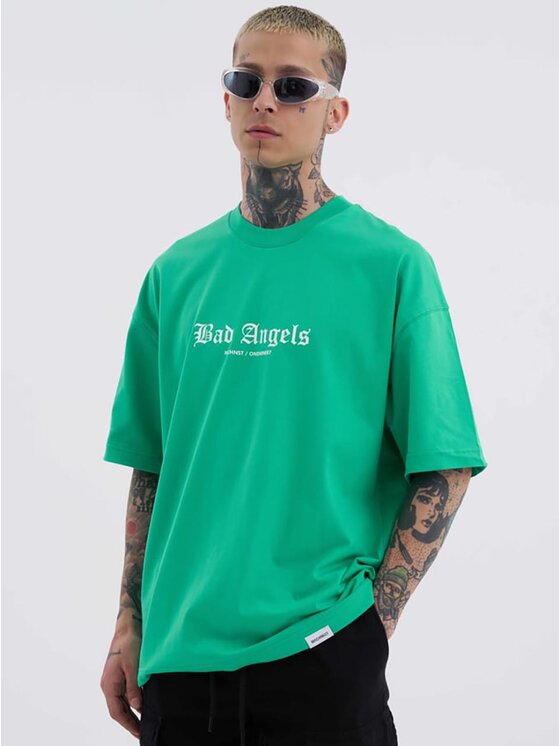 Machinist Machinist T-Shirt Koszulka Z Krótkim Rękawem Oversize Czarna Machinist Bad Angels S Zielony Oversize