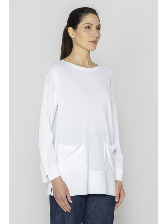 Deni Cler Milano Deni Cler Milano Sweter T-DC-S309-E2-20-10-1 Biały Loose Fit